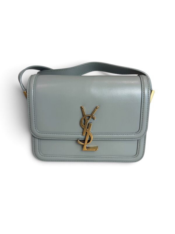 Saint Laurent (YSL) Smooth Calfskin Small Solferino Satchel Acqua