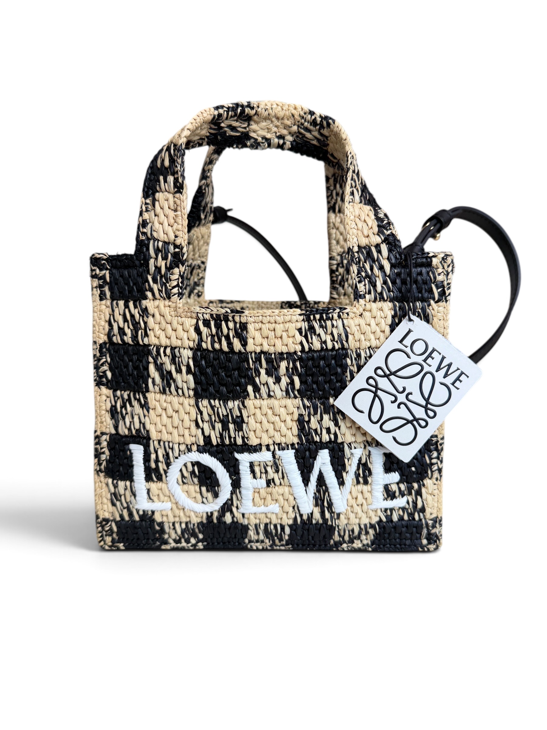 Loewe Paula's Ibiza Logo Convertible Tote Raffia Mini