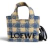 LOEWE Font Gingham Small Raffia Tote Bag
