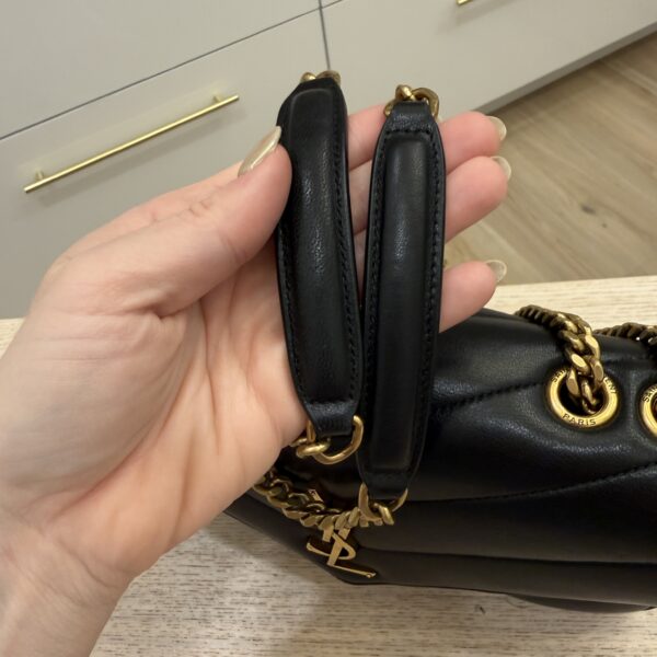 Saint Laurent (YSL) Lambskin Chevron Quilted Small Loulou Bag Black GHW