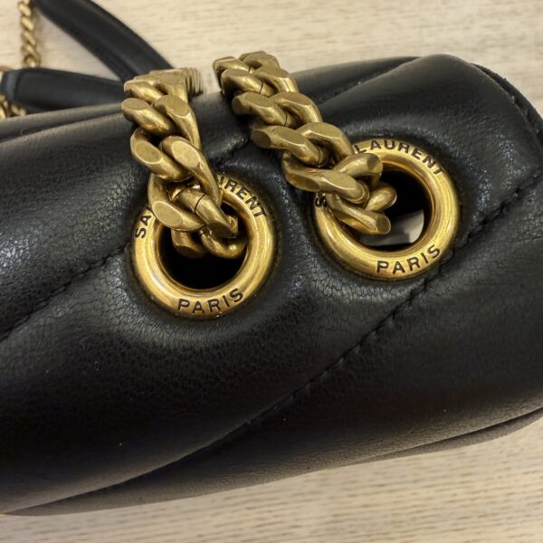 Saint Laurent (YSL) Lambskin Chevron Quilted Small Loulou Bag Black GHW