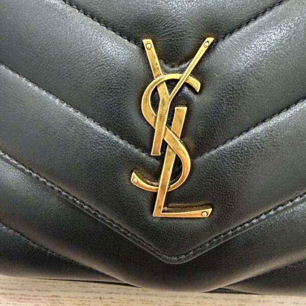 Saint Laurent (YSL) Lambskin Chevron Quilted Small Loulou Bag Black GHW