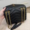 Saint Laurent (YSL) Lambskin Chevron Quilted Small Loulou Bag Black GHW