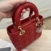 Christian Dior Lambskin Cannage Small Lady Dior Dark Red Gold Hardware Lucky Badges Strap