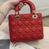 Christian Dior Lambskin Cannage Small Lady Dior Dark Red Gold Hardware Lucky Badges Strap