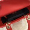 Christian Dior Lambskin Cannage Small Lady Dior Dark Red Gold Hardware Lucky Badges Strap