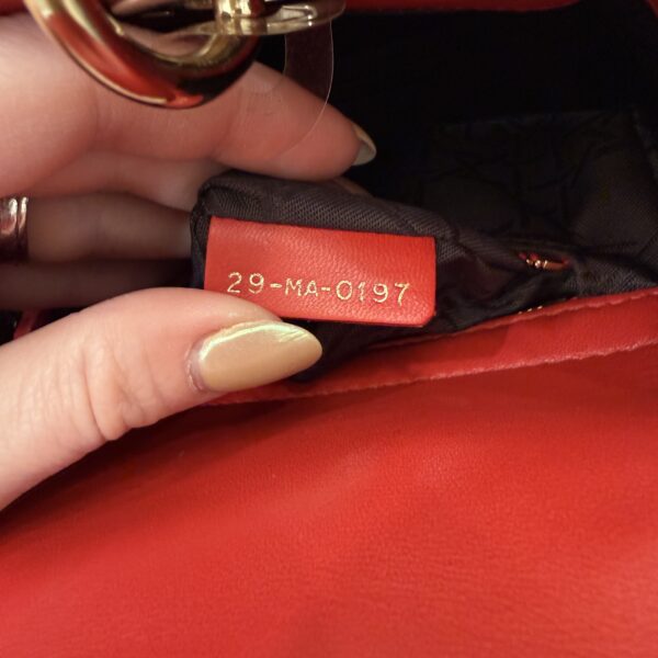 Christian Dior Lambskin Cannage Small Lady Dior Dark Red Gold Hardware Lucky Badges Strap