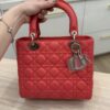 Christian Dior Lambskin Cannage Medium Lady Dior Silver Hardware Pink