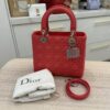 Christian Dior Lambskin Cannage Medium Lady Dior Silver Hardware Pink