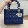Christian Dior Lambskin Cannage Medium Lady Dior Silver Hardware Lotus