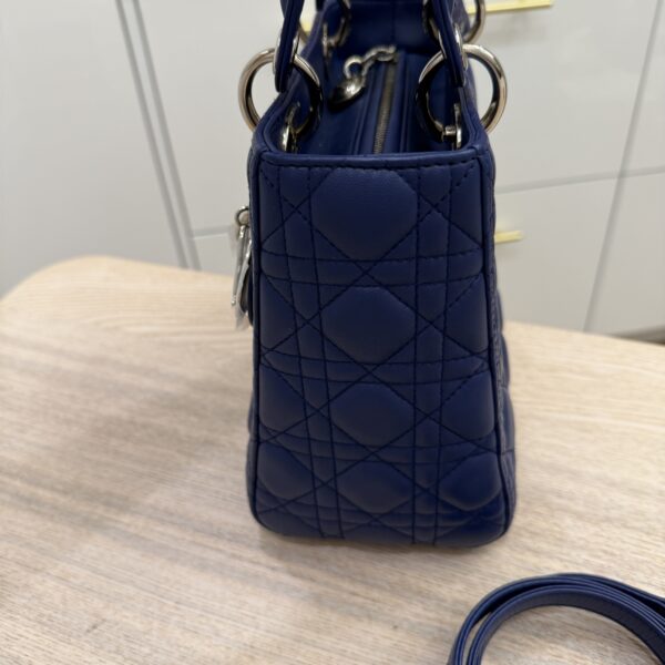 Christian Dior Lambskin Cannage Medium Lady Dior Silver Hardware Lotus