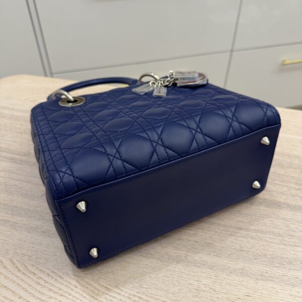 Christian Dior Lambskin Cannage Medium Lady Dior Silver Hardware Lotus