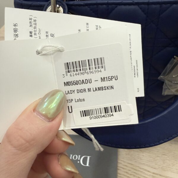 Christian Dior Lambskin Cannage Medium Lady Dior Silver Hardware Lotus