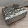 Christian Dior Metallic Grained Calfskin Cannage Small Lady Dior Silver and Silver Hardware