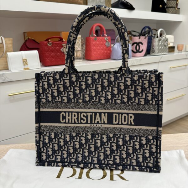 Christian Dior Oblique Medium Book Tote Blue Multicolor