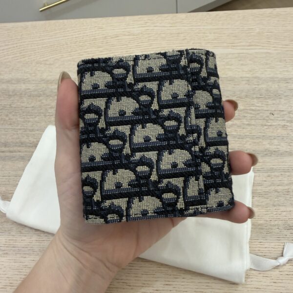 Christian Dior Saddle Lotus Wallet Blue Dior Oblique Jacquard