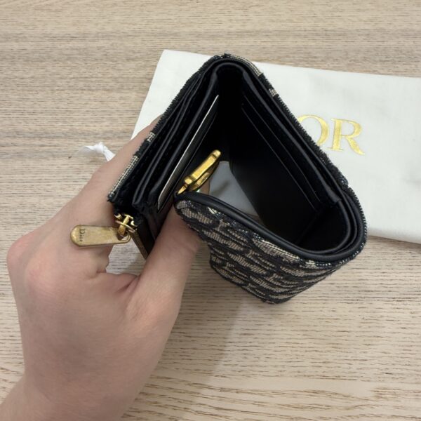 Christian Dior Saddle Lotus Wallet Blue Dior Oblique Jacquard