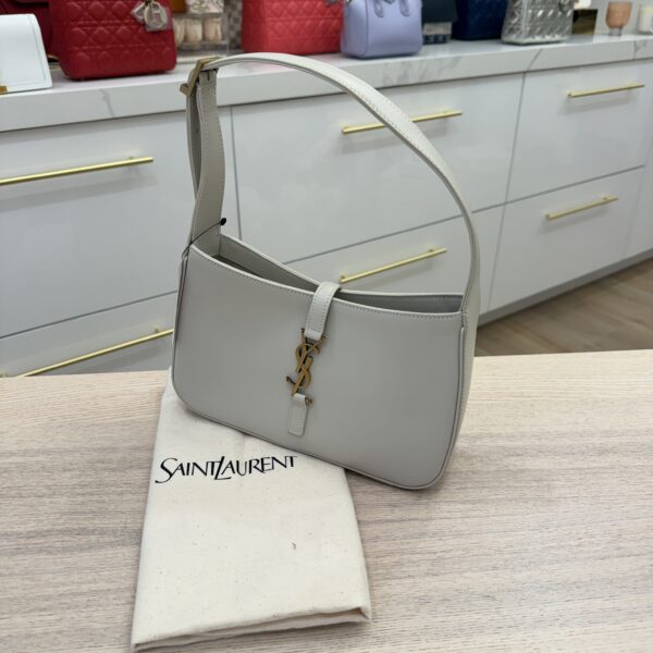 Saint Laurent (YSL) Le 5 A 7 Hobo Shoulder Bag Crema Soft Smooth Leather/Gold