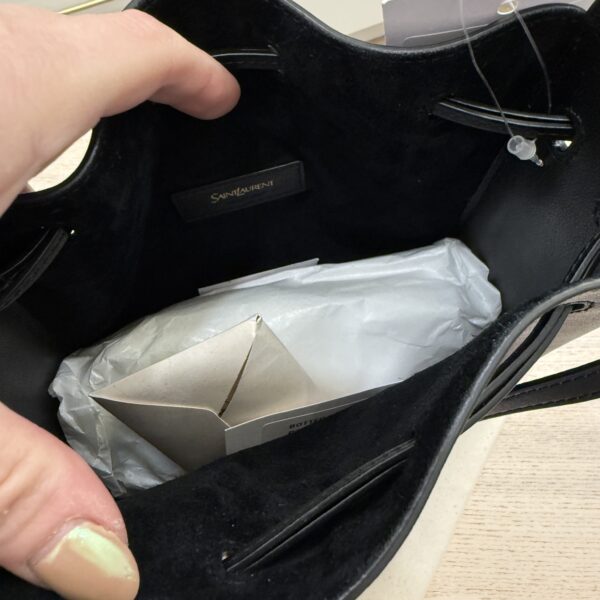 Saint Laurent (YSL) Black Leather Bucket Bag With Cassandre Charm