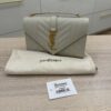 Saint Laurent (YSL) Envelope Triquilt Small YSL Shoulder Bag in Grained Leather Crema Soft