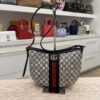 Gucci Navy Blue/White GG Supreme Canvas and Leather Small Ophidia Shoulder Bag