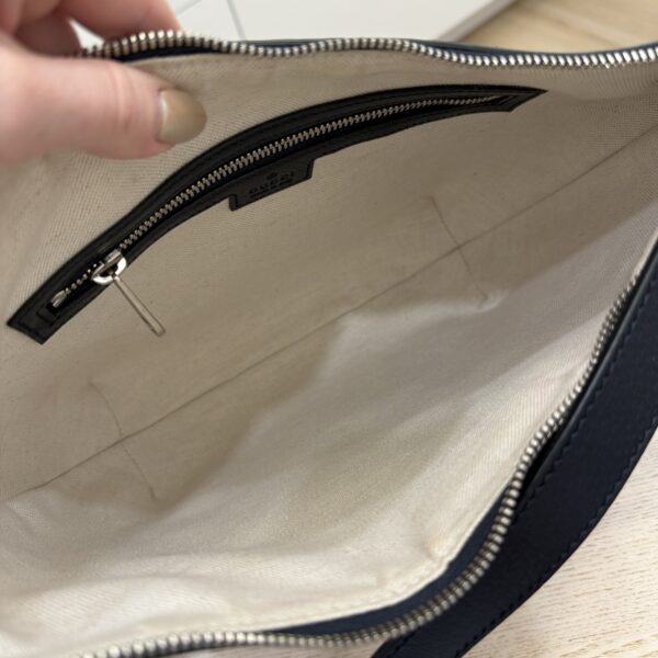 Gucci Navy Blue/White GG Supreme Canvas and Leather Small Ophidia Shoulder Bag