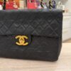 Chanel Vintage Classic Single Flap Bag Quilted Lambskin Maxi Black