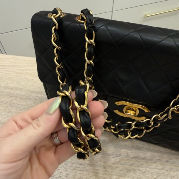 Chanel Vintage Classic Single Flap Bag Quilted Lambskin Maxi Black
