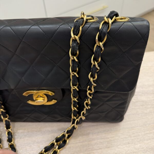 Chanel Vintage Classic Single Flap Bag Quilted Lambskin Maxi Black