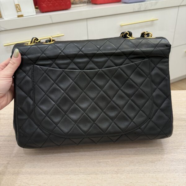 Chanel Vintage Classic Single Flap Bag Quilted Lambskin Maxi Black