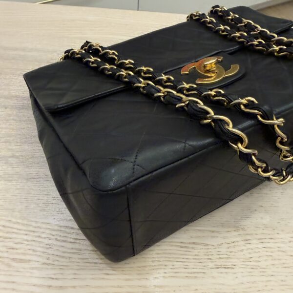 Chanel Vintage Classic Single Flap Bag Quilted Lambskin Maxi Black