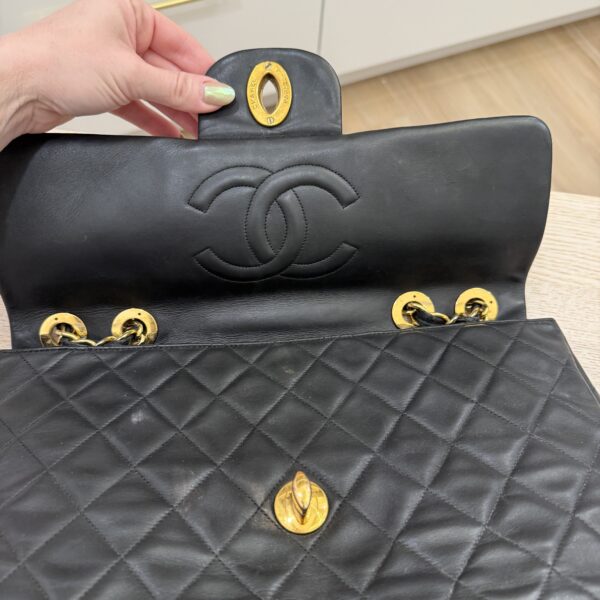 Chanel Vintage Classic Single Flap Bag Quilted Lambskin Maxi Black