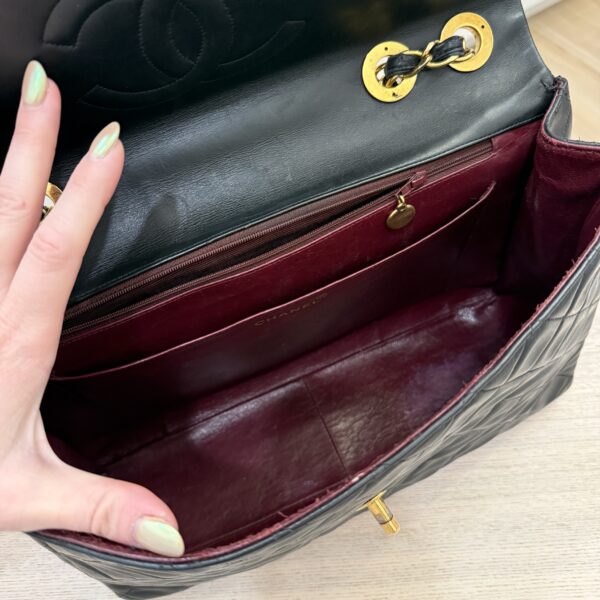 Chanel Vintage Classic Single Flap Bag Quilted Lambskin Maxi Black