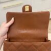 Chanel Shiny Lambskin Quilted Golden Links Top Handle Flap Caramel