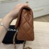 Chanel Shiny Lambskin Quilted Golden Links Top Handle Flap Caramel