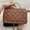 Chanel Shiny Lambskin Quilted Golden Links Top Handle Flap Caramel