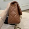 Chanel Shiny Lambskin Quilted Golden Links Top Handle Flap Caramel