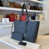 Saint Laurent (YSL) Calfskin Large Shopping Tote Storm