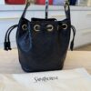 Saint Laurent (YSL) Cassandre Diamond-Pattern Bucket Bag Black