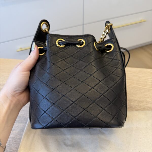 Saint Laurent (YSL) Cassandre Diamond-Pattern Bucket Bag Black