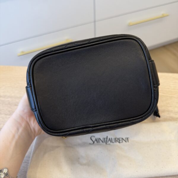 Saint Laurent (YSL) Cassandre Diamond-Pattern Bucket Bag Black