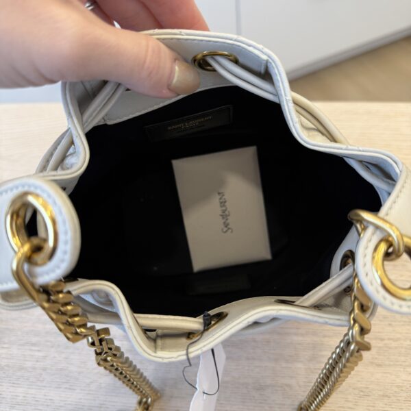 Saint Laurent (YSL) Cassandre Diamond-Pattern Bucket Bag Crema Soft