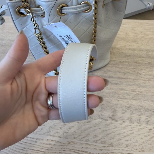 Saint Laurent (YSL) Cassandre Diamond-Pattern Bucket Bag Crema Soft