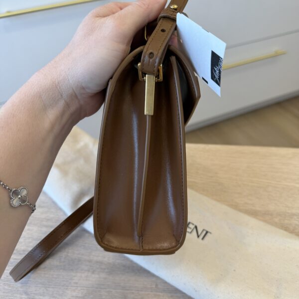 Saint Laurent (YSL) Mini Cassandra Leather Top Handle Bag Caramel