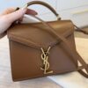 Saint Laurent (YSL) Mini Cassandra Leather Top Handle Bag Caramel