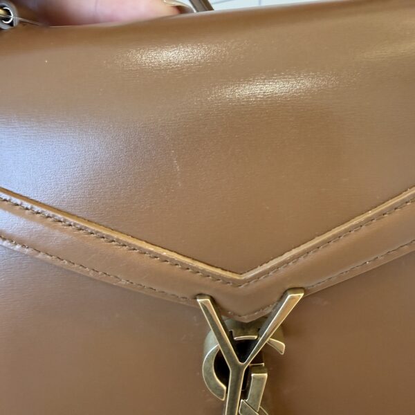 Saint Laurent (YSL) Mini Cassandra Leather Top Handle Bag Caramel