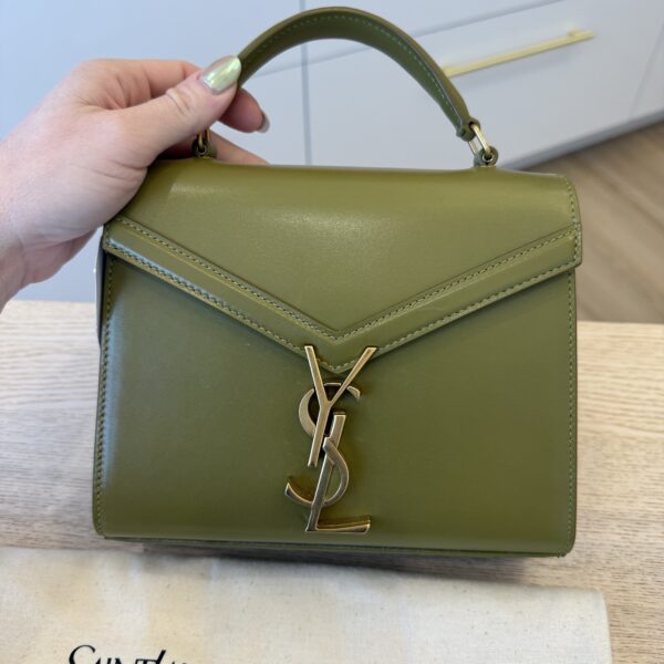 Saint Laurent (YSL) Mini Cassandra Leather Top Handle Bag Vert Olive
