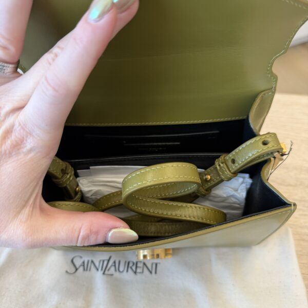 Saint Laurent (YSL) Mini Cassandra Leather Top Handle Bag Vert Olive