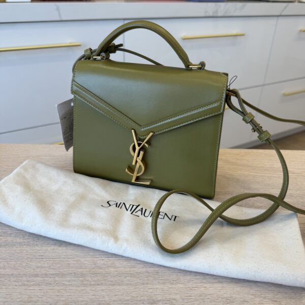 Saint Laurent (YSL) Mini Cassandra Leather Top Handle Bag Vert Olive