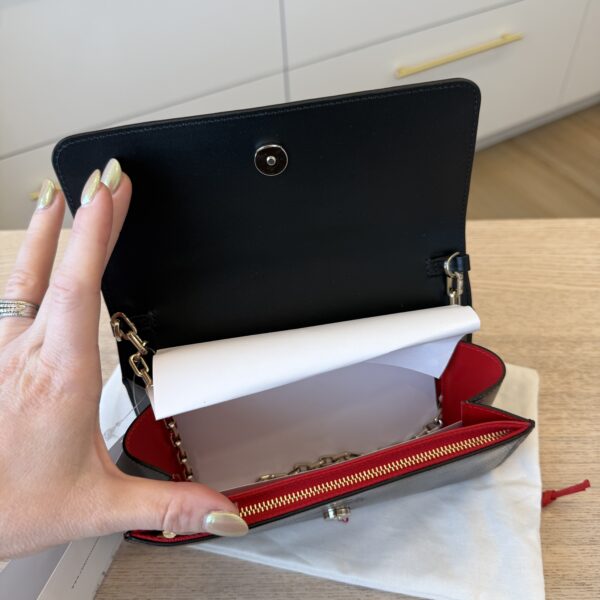 CHRISTIAN LOUBOUTIN Loubi54 Embossed Metallic Leather Wallet On Chain